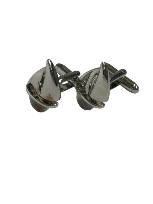 sailing boat silver style colour cufflinks