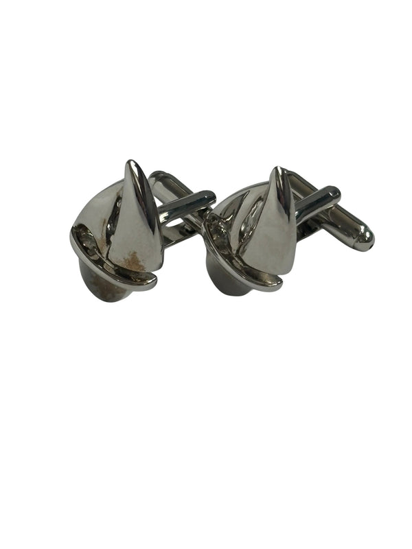 sailing boat silver style colour cufflinks