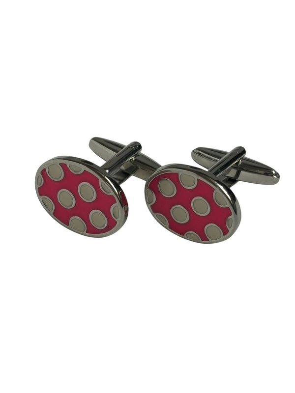 light pink and white polka spot cufflinks spotty