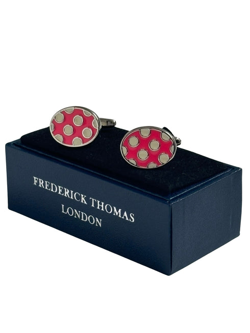 light pink and white polka spot cufflinks spotty