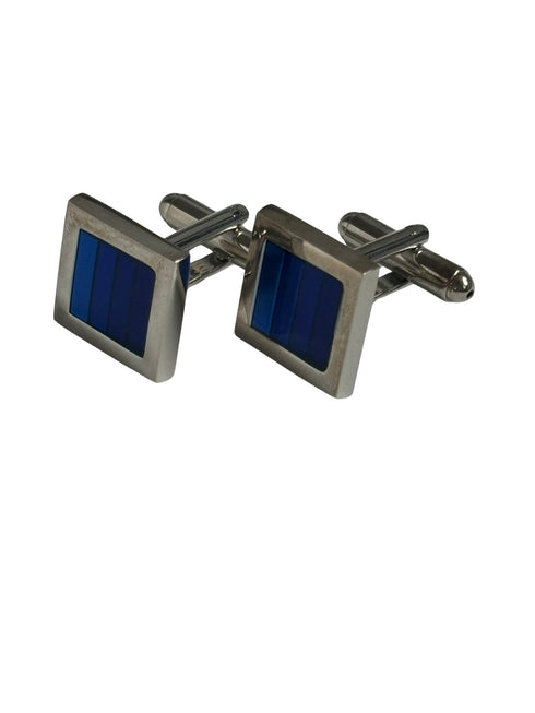 square cufflinks with subtle shades of blue stone