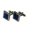 square cufflinks with subtle shades of blue stone