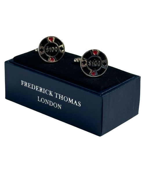 Quirky cufflinks in a casino gambling chip design