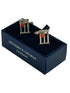 Quirky cricketing style cufflinks in a stumps and ball design