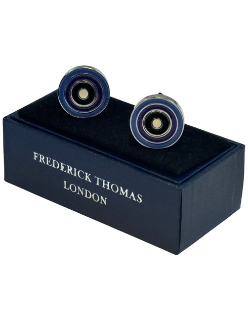 Quirky dual style multicolour circular target design cufflinks