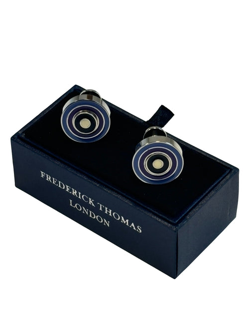 Quirky dual style multicolour circular target design cufflinks