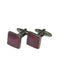 Classic silver square cufflinks with a pale pink stone