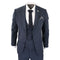 WS25 - Men's 3 Piece Tweed Suit Blue Double Breasted Waistcoat