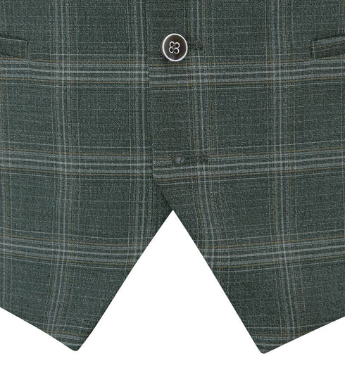Skopes Parker Suit Waistcoat For Men in Green Check, 34R-62R