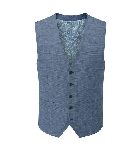 Skopes Anthony Suit Waistcoat For Men in Blue Check, 36R-62R