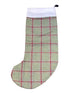tweed wool Christmas stocking in forest green and red windowpane design