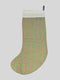 tweed wool Christmas stocking in green and pink windowpane design