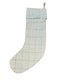 tweed wool Christmas stocking in light blue with blue and pink windowpane