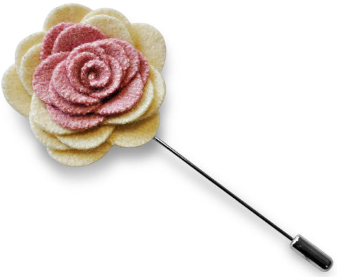 Ivory and pink flower lapel pin