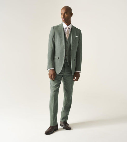 Skopes Calvados Linen Blend Tailored Fit Suit Jacket For Men in Sage, 36S-62L