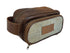 Luxury tweed weekend bag with matching wash bag in beige light fawn brown traditional check 100% wool tweed with leather straps