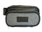 Luxury toiletries wash bag in plain light silver grey 100% wool tweed with leather strap