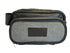 Luxury toiletries wash bag in plain light silver grey 100% wool tweed with leather strap