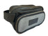 Luxury toiletries wash bag in plain light silver grey 100% wool tweed with leather strap