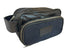 Luxury weekend overnight bag & matching wash bag in navy blue with black leather handles