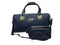 Luxury weekend overnight bag & matching wash bag in navy blue with black leather handles