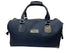 Luxury weekend overnight bag & matching toiletries wash bag navy blue with black leather handles