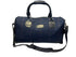 Luxury weekend overnight bag & matching toiletries wash bag navy blue with pink windowpane 100% wool tweed
