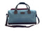 Luxury weekend overnight bag in medium blue with leather handles