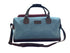 Luxury weekend overnight bag in medium blue with leather handles