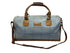 Luxury weekend overnight bag in medium blue check with leather handles