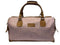 Luxury weekend overnight bag in pale pink with leather handles