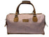 Luxury weekend overnight bag in pale pink with leather handles
