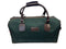 Luxury weekend overnight bag in dark forest green with leather handles