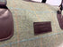 Luxury weekend overnight bag in hunter forest green with plaid check and leather handles