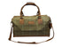 Luxury weekend overnight bag in forest green with plaid check and leather handles