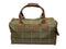 Luxury weekend overnight bag in forest green with plaid check and leather handles