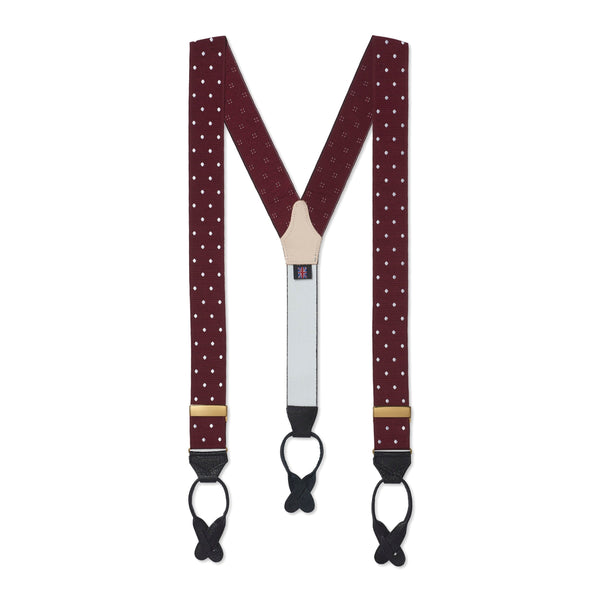 Wine & White Spot Moire Braces