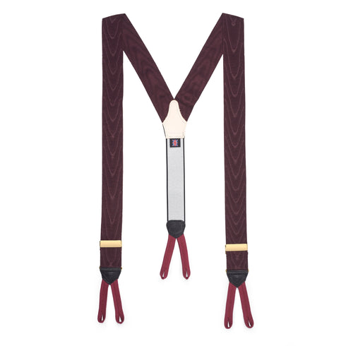 Silk Moire Braces In Wine
