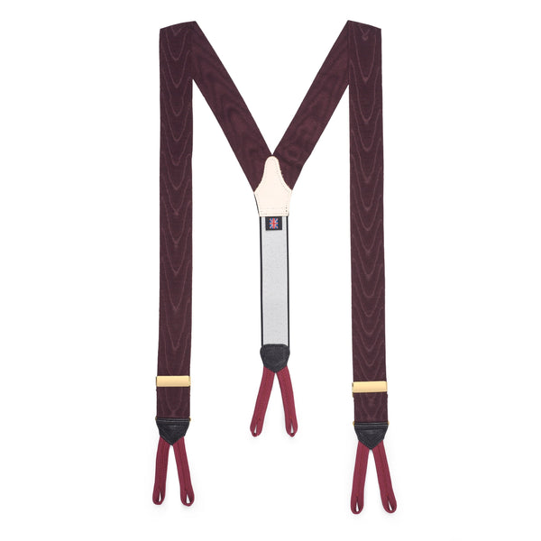 Silk Moire Braces In Wine