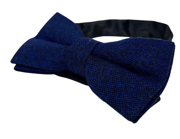 dark royal navy blue luxury wool bow tie