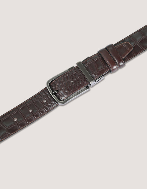 Mens Brown Crocodile Belt