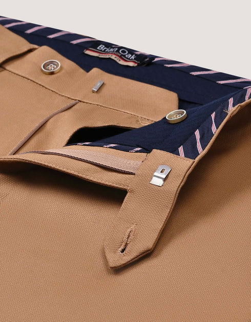 Camel Smart Fit Textured Chino Trouser