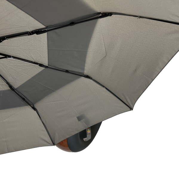 Gents Auto Compact Umbrella Grey with hook handle