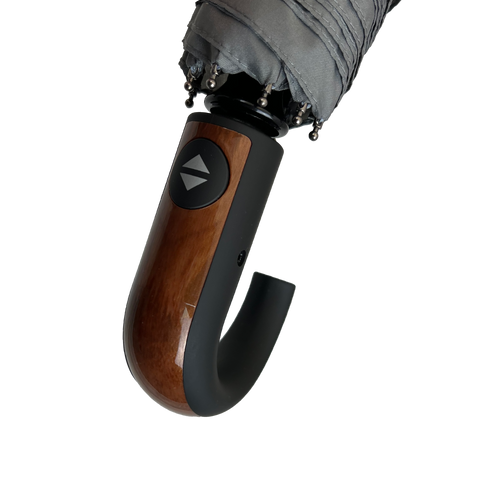 Gents Auto Compact Umbrella Navy (Wood effect/Matt ABS handle)