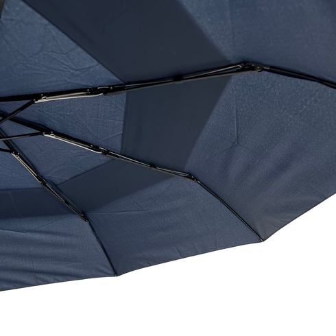 Gents Auto Compact Umbrella Navy (Wood effect/Matt ABS handle)