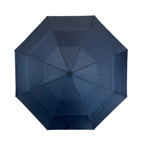 Gents Auto Compact Umbrella Navy (Wood effect/Matt ABS handle)