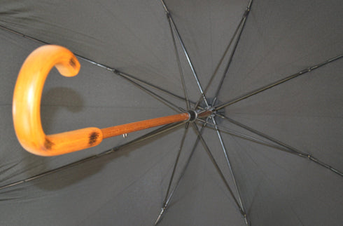 Gents Auto Stick Umbrella w/wood hooked handle