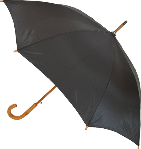 Gents Auto Stick Umbrella w/wood hooked handle