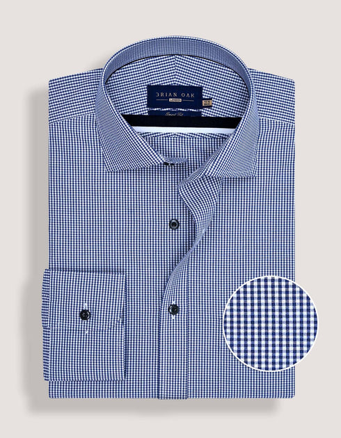 Navy Mini Check Shirt