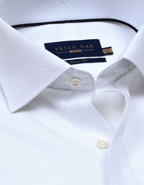 Self Textured White Smart Fit Dress Shirt